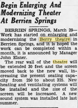 Berry Theatre - March 29 1948 Article (newer photo)